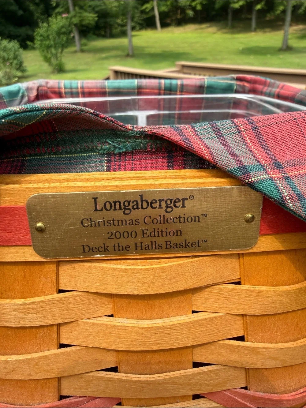 Longaberger Christmas Collection Deck the Halls Basket Plaid Liner 2 Protectors
